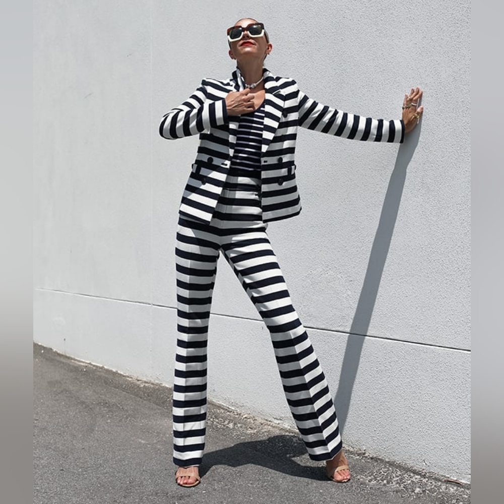 Atlantic-Pacific x Halogen Spring 2020 High-waisted Striped Flare Pant